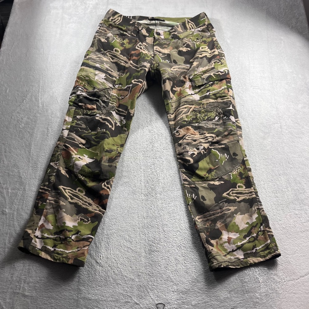 Under Armour Mens Loose Fit Camo Cargo Pants 34x30 Forest Camouflage Tactical
